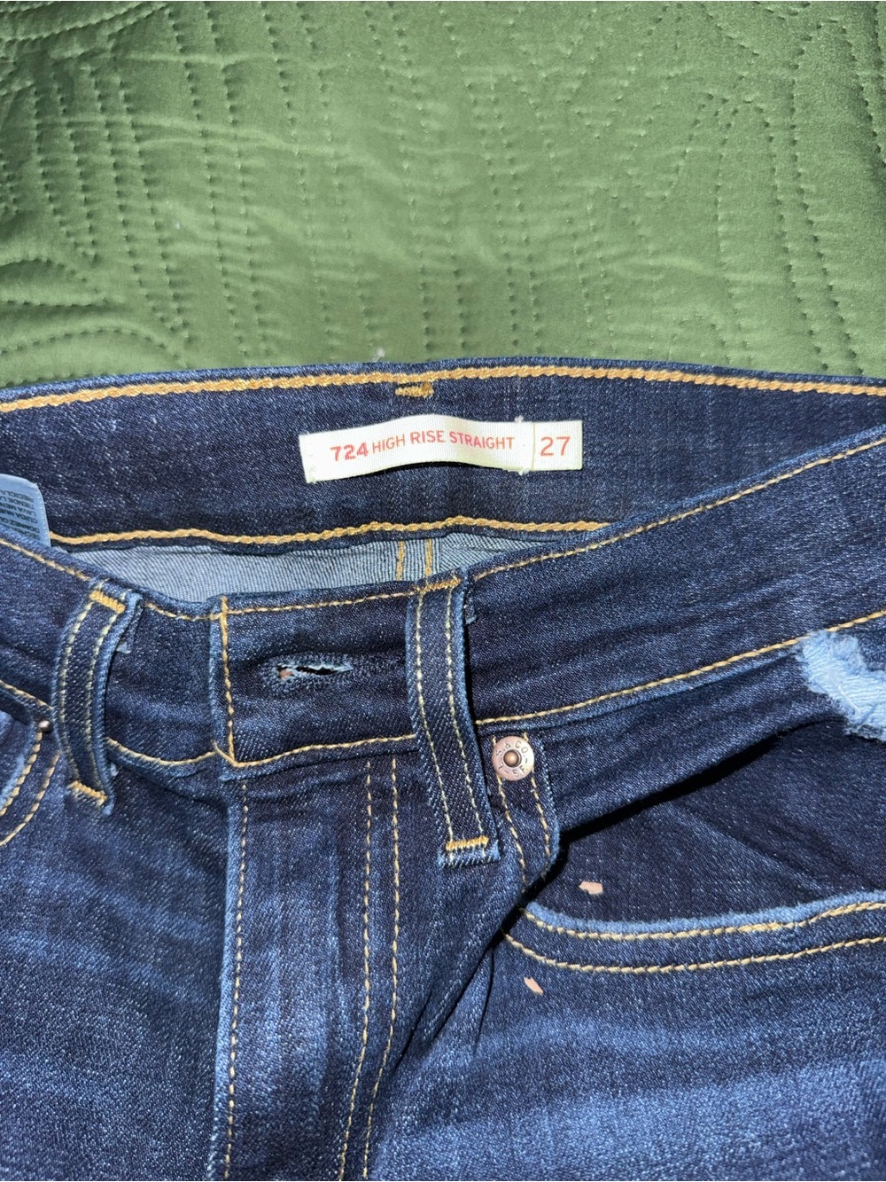 High-Rise Straight Jeans - Dark Blue